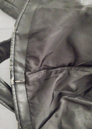 Kadın Siyah Deri Biker Ceket - Görsel 6