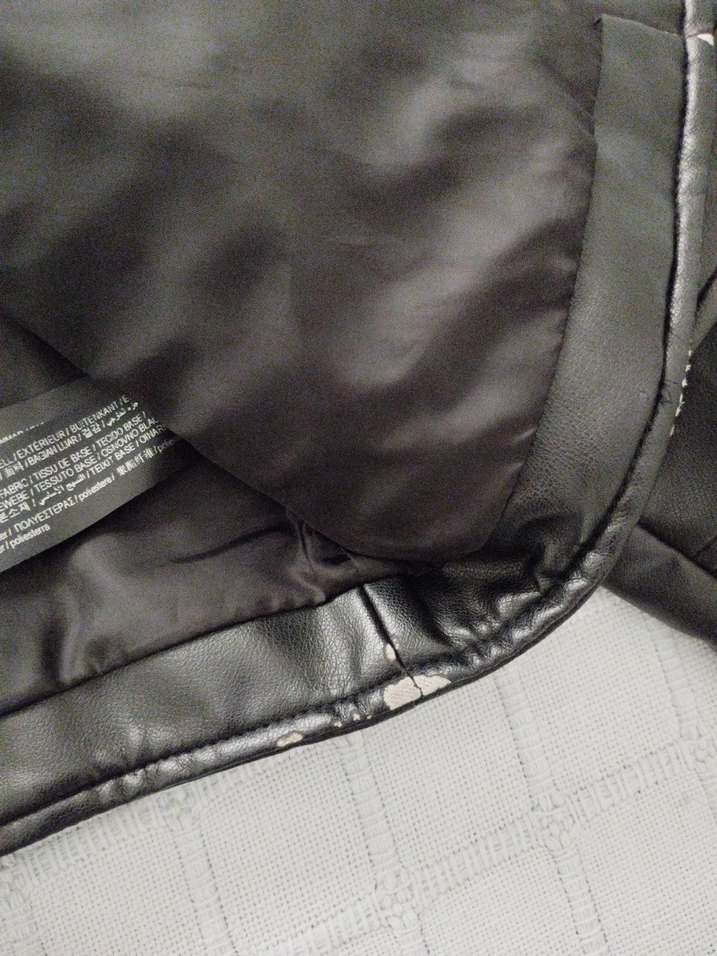 Kadın Siyah Deri Biker Ceket - Görsel 5