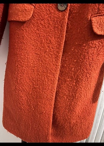 Tek Düğmeli turuncu Kaban - Görsel 3