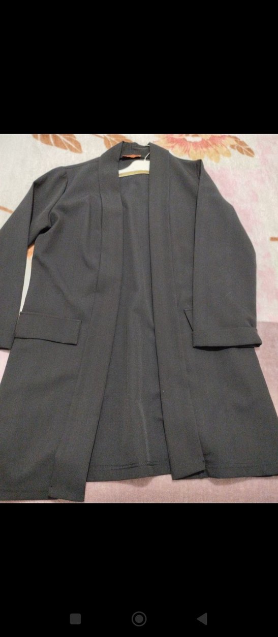 Siyah Kadın Uzun Ceket Kemerli - Görsel 2