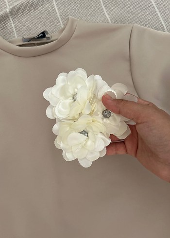 Balon Kol Bej Şık Elbise