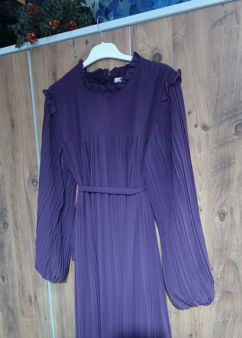 Mor Piliseli Uzun Kadın Elbise - Görsel 2