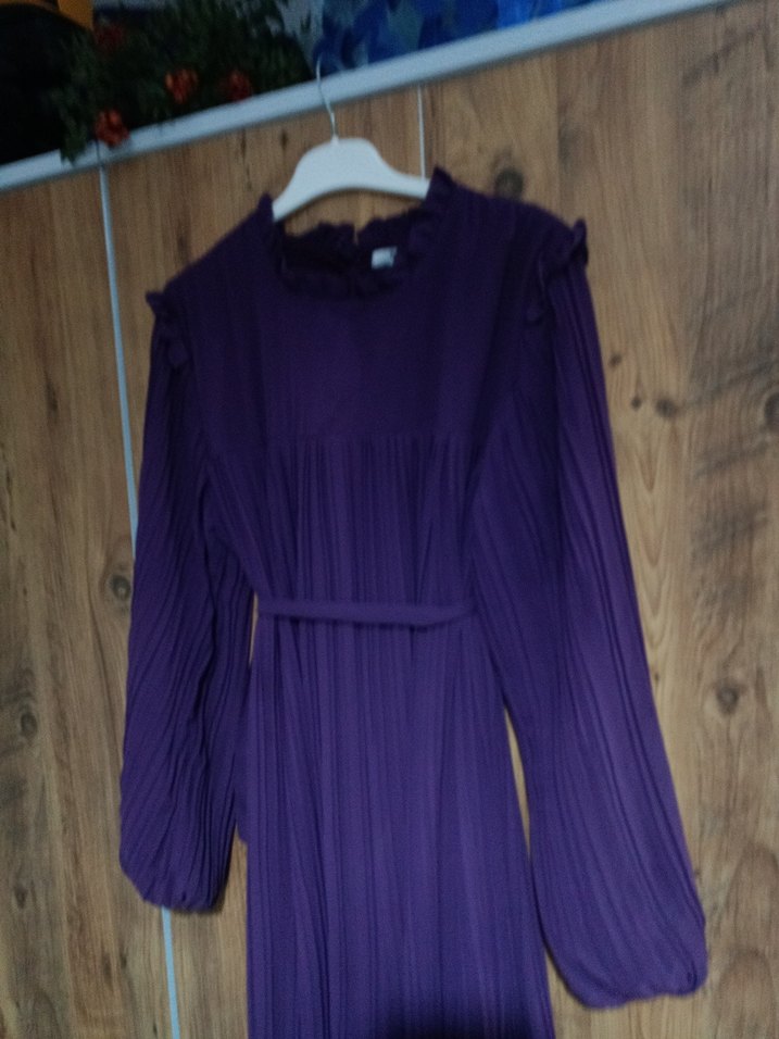 Mor Piliseli Uzun Kadın Elbise - Görsel 3