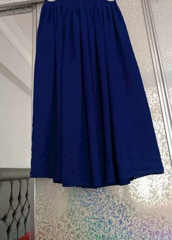 Kadın Lacivert Piliseli Uzun Etek - Görsel 2