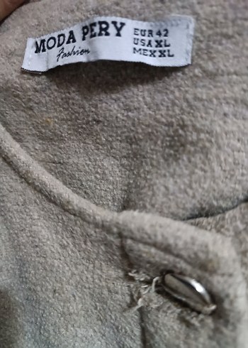 Bej Uzun Hamile Kabanı, Düğmeli, Rahat Kesim - Görsel 3