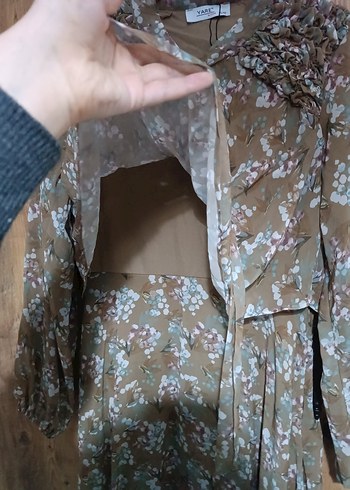 Bej Uzun Kollu Bohem Kuşaklı Elbise - Görsel 6