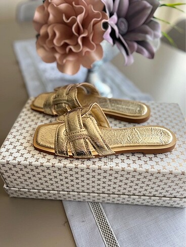 38 Beden altın Renk stradivarius gold terlik