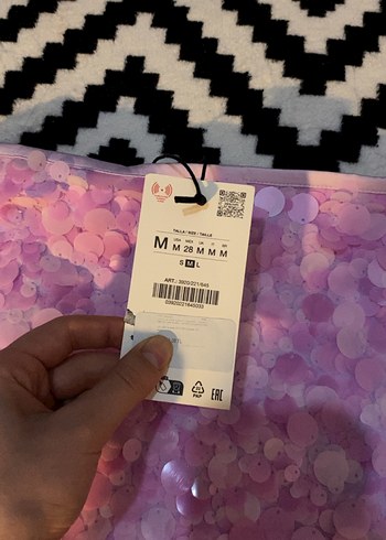 zara Pembe Boncuklu Mini Etek - Görsel 3