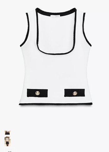 Düğmeli, V Yakalı Kadın Kısa Beyaz Yelek - Görsel 4