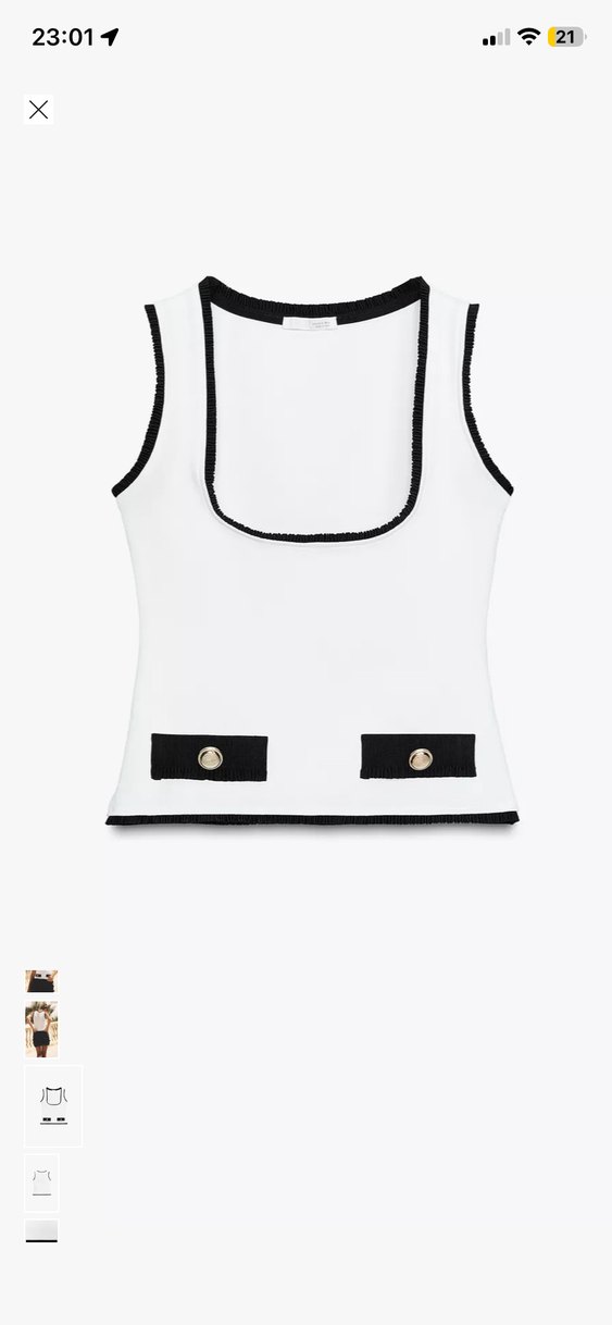 Düğmeli, V Yakalı Kadın Kısa Beyaz Yelek - Görsel 4