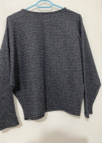 Gri Uzun Kollu Kadın Bluz - Görsel 2