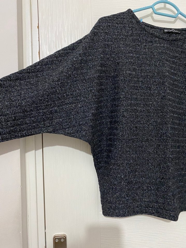 Gri Uzun Kollu Kadın Bluz - Görsel 3