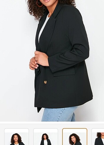 Siyah Oversize Kruvaze Blazer Ceket - Görsel 5
