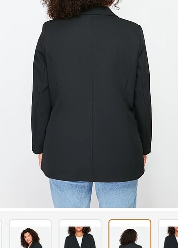 Siyah Oversize Kruvaze Blazer Ceket - Görsel 6