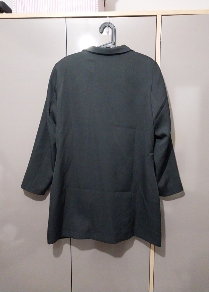 Siyah Oversize Kruvaze Blazer Ceket - Görsel 2