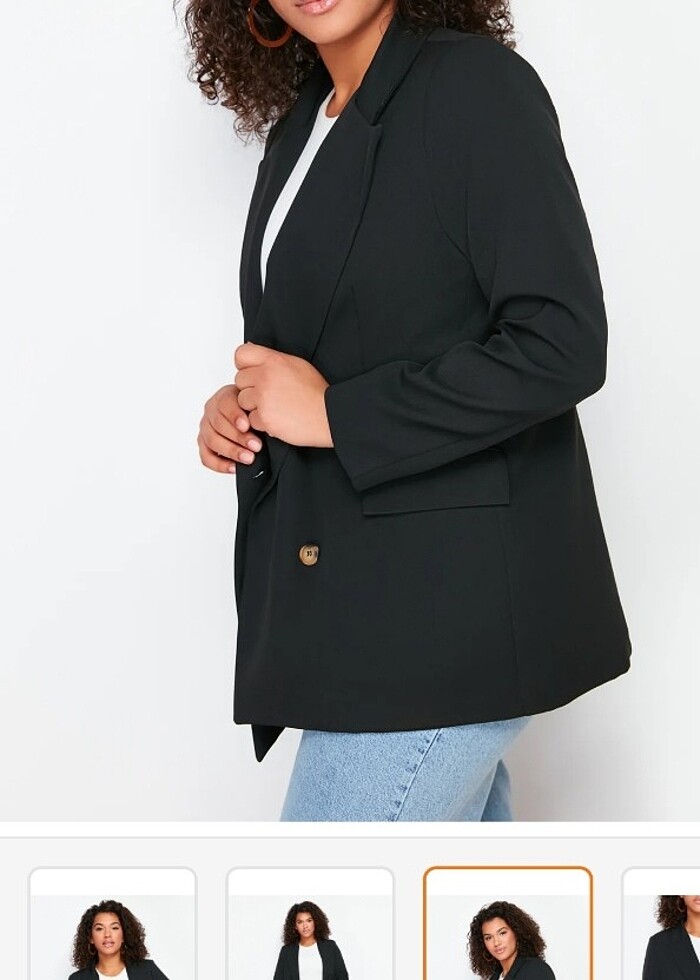 Siyah Oversize Kruvaze Blazer Ceket - Görsel 5