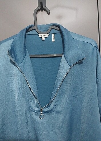 42 Beden mavi Renk Koton Crop Bluz