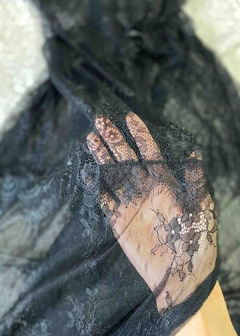 Siyah Uzun Fantezi Dantel Bohem Kadın Gecelik ve Kimono - Görsel 5