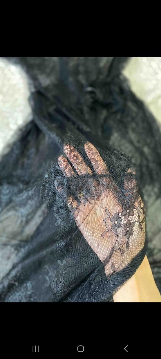 Siyah Uzun Fantezi Dantel Bohem Kadın Gecelik ve Kimono - Görsel 5