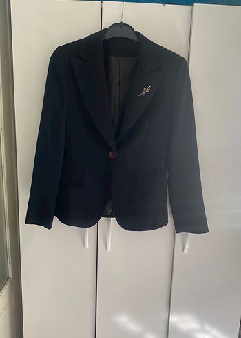40 Beden siyah Renk Siyah Düğmeli Kadın Blazer Ceket