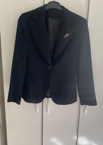 40 Beden Siyah Düğmeli Kadın Blazer Ceket