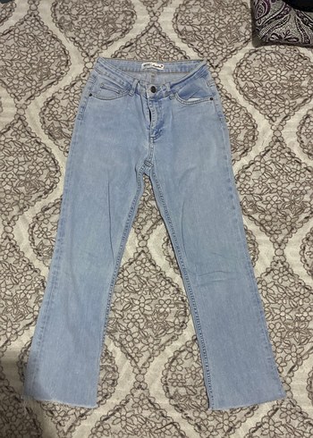 Peluş Detaylı Mavi Kadın Denim Pantolon