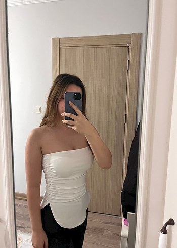 Beyaz Straplez Midi Bustiyer - Görsel 2