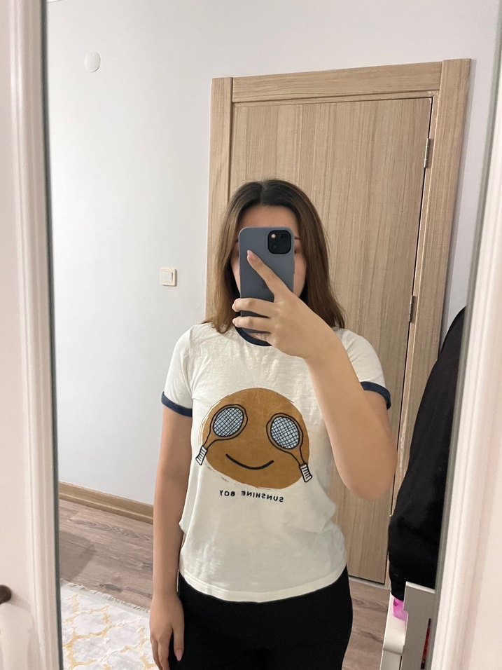 Bej Baskılı Kız Çocuk Tişört - Görsel 2