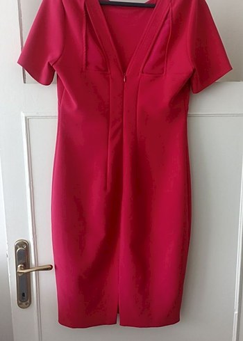 Kısa Kollu Kırmızı Midi Elbise - Görsel 2