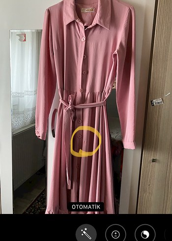 Pembe Pilili Uzun Kollu Uzun Elbise - Görsel 4