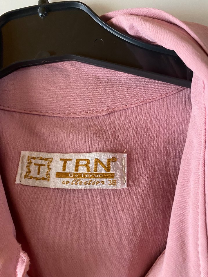 Pembe Pilili Uzun Kollu Uzun Elbise - Görsel 2