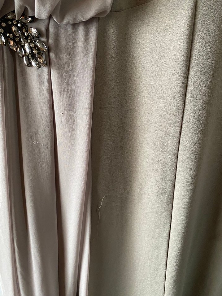 Tesettür Bej Uzun Abiye Elbise - Görsel 3