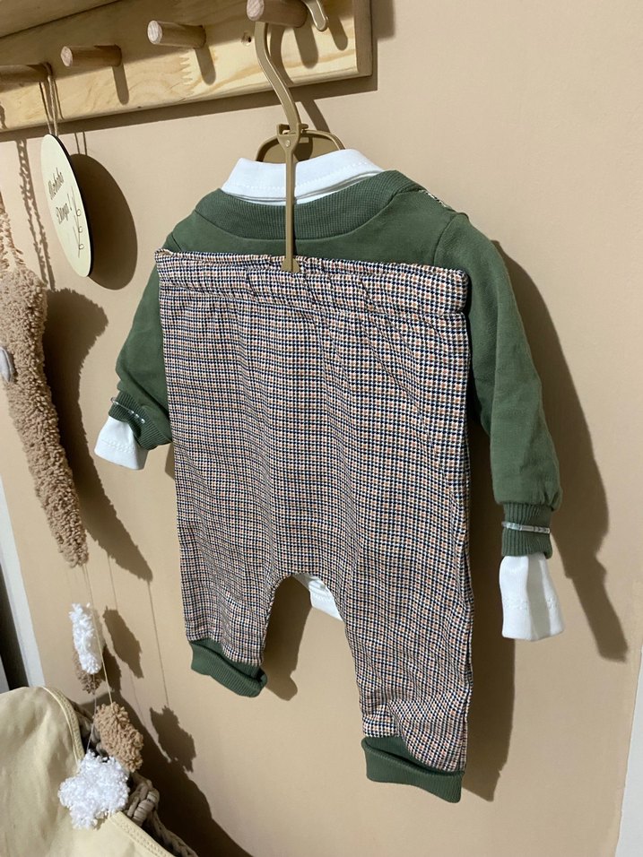 Uzun Kollu Düğmeli Erkek Bebek Takımı - Görsel 2