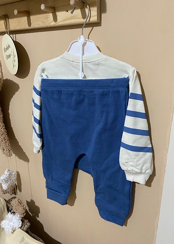 Mavi Çizgili Ayı Figürlü Bebek Takımı - Görsel 2