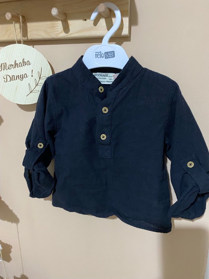 Siyah Düğmeli Çocuk gömlek - Görsel 2