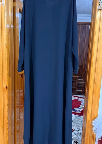 Uzun Kol Mavi Nakışlı Kadın ferace 56 beden - Görsel 4