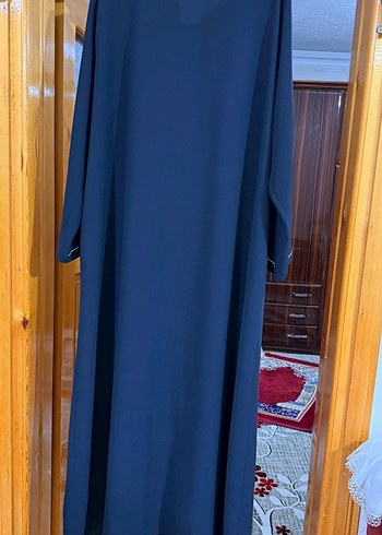 Uzun Kol Mavi Nakışlı Kadın ferace 56 beden - Görsel 3