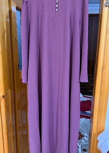 Uzun Kollu Mor Piliseli Kadın Elbise 56 beden - Görsel 3