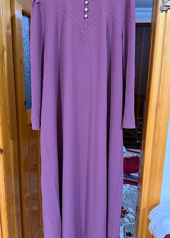 Uzun Kollu Mor Piliseli Kadın Elbise 56 beden - Görsel 2