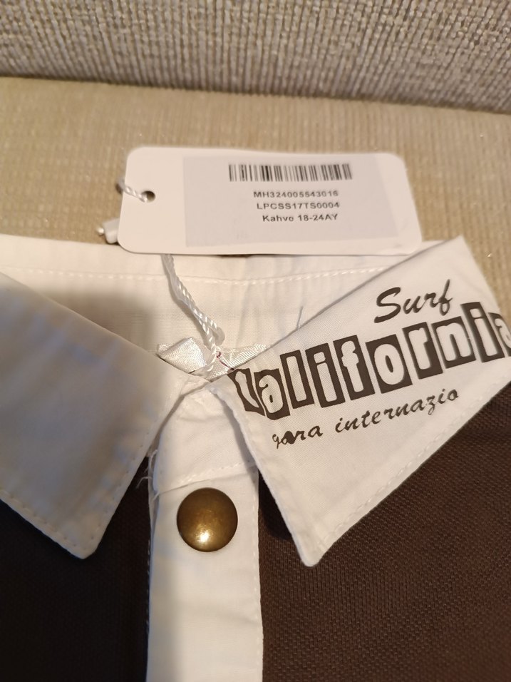 Erkek Çocuk Kahverengi Düğmeli Polo Tişört - Görsel 3