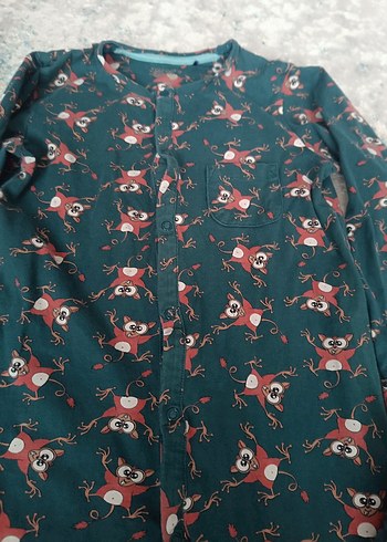 6 Yaş Beden çeşitli Renk Erkek Çocuk Çok Renkli Desenli Düğmeli Pijama