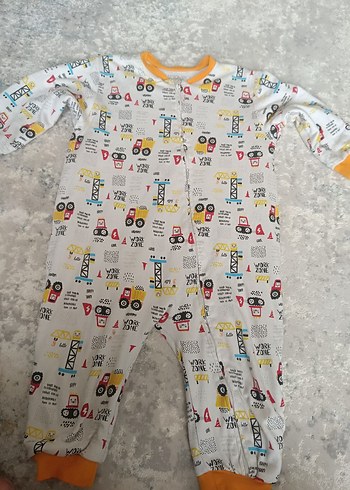 Renkli Baskılı Fermuarlı Bebek Tulumu