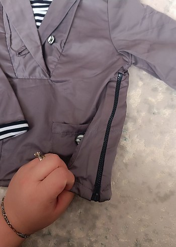 12-18 Ay Beden gri Renk Düğmeli Gri Erkek Çocuk Ceketi