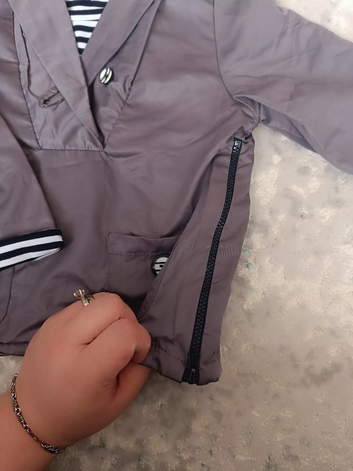 Düğmeli Gri Erkek Çocuk Ceketi - Görsel 4