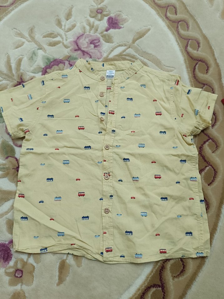 Sarı Baskılı Erkek Çocuk Kısa Kollu Gömlek - Görsel 2