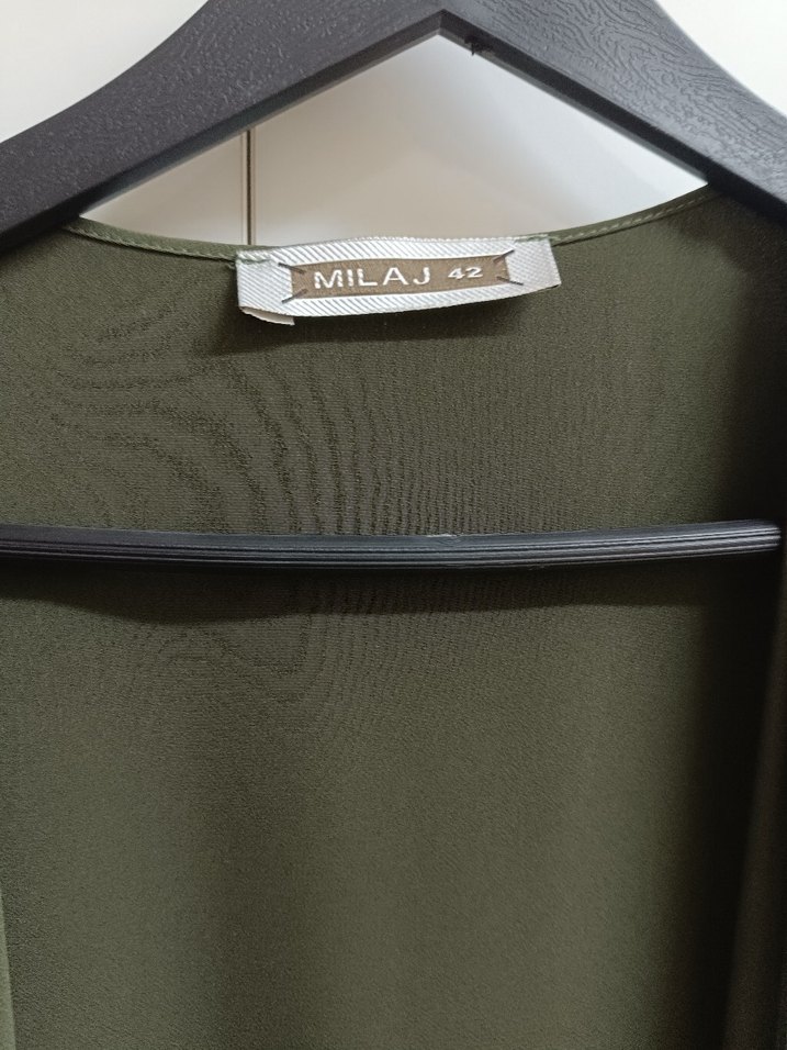 Kadın Haki Uzun Drapeli Kolsuz Yelek - Görsel 4