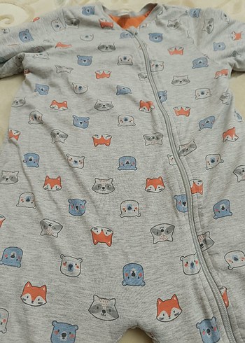 Gri Baskılı Fermuarlı Bebek Tulum - Görsel 2