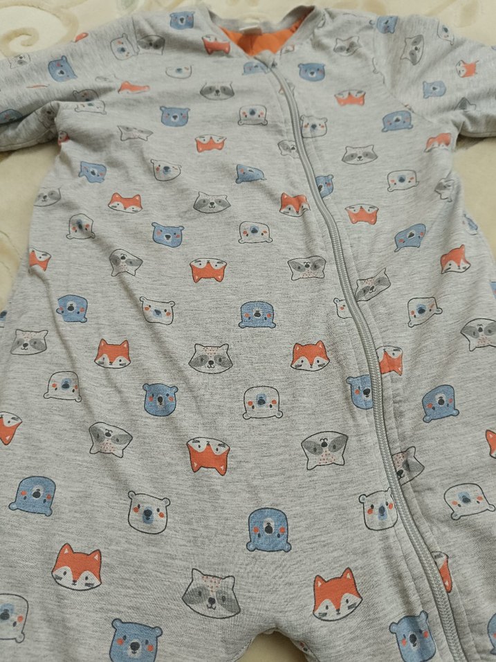 Gri Baskılı Fermuarlı Bebek Tulum - Görsel 2