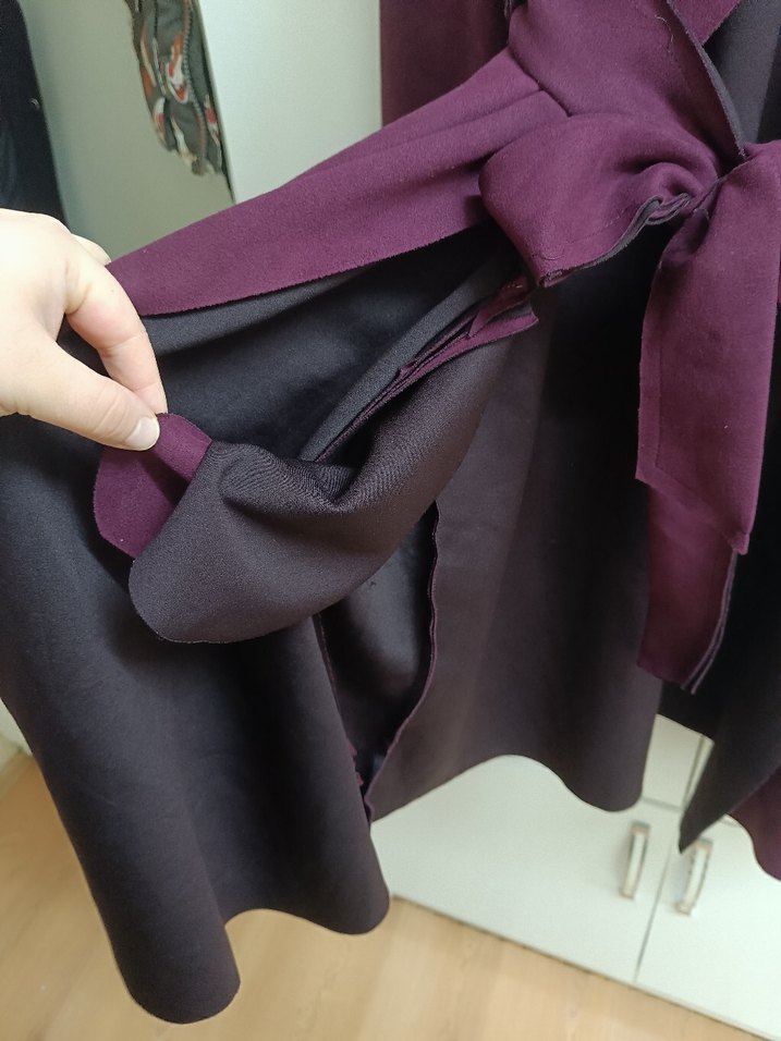 Kadın Mor Süet Kuşaklı Trençkot - Görsel 4