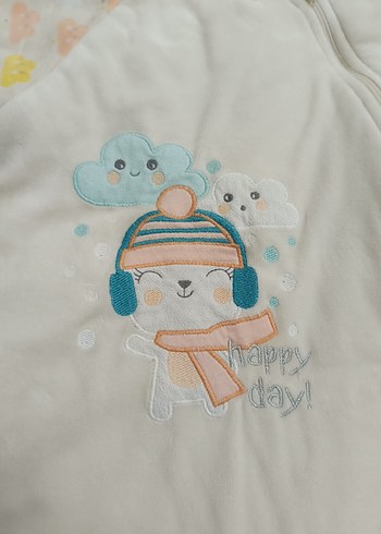 Nakışlı Beyaz Bebek Uyku Tulumu - Görsel 3